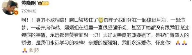 丈夫辛柏青悲痛发文赵丽颖等多位明星悼念PG麻将胡了试玩平台演员朱媛媛患癌去世(图7)